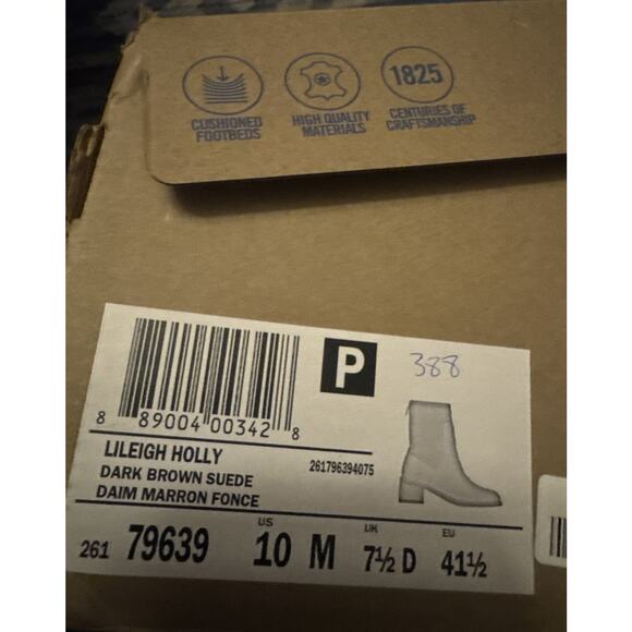 Clarks Women's Lileigh Holly Ankle Boot, Dark Brown Suede 10 M NIB NEW - Picture 2 of 7